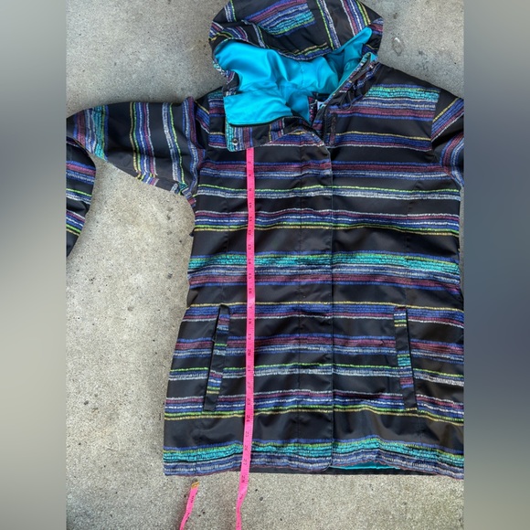 ROXY ski jacket snowboarding winter coat sz M striped rainbow hooded women’s EUC - Picture 14 of 15